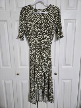 Cato large women's green polka dot wrap dress